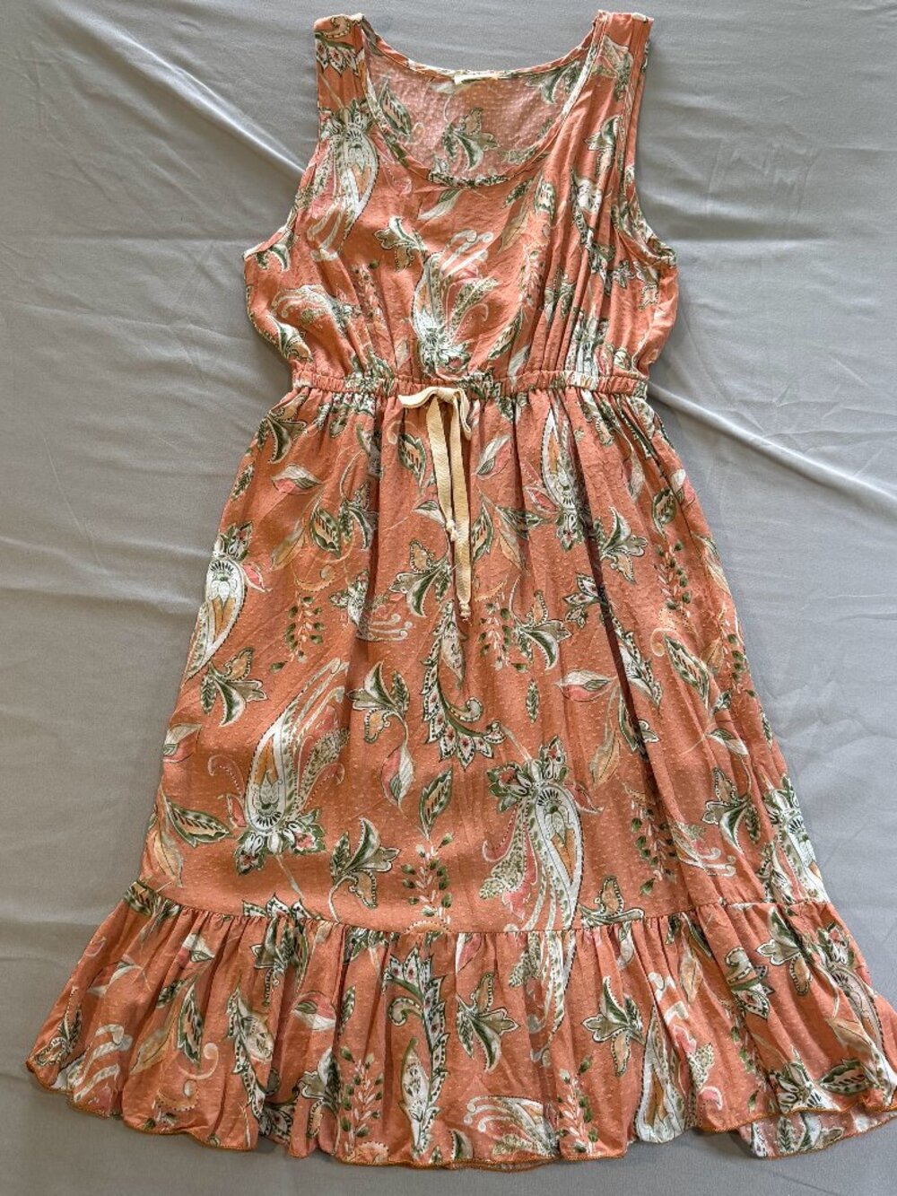 Lovely Melody Women's Paisley Floral Sleeveless Dress Peach Small New w/o Tags